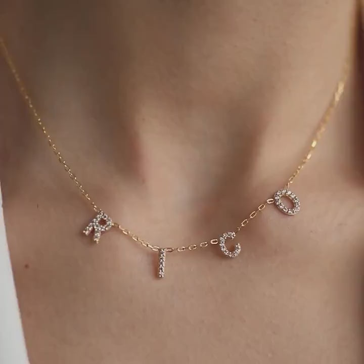 Pave Mama Letter Necklace