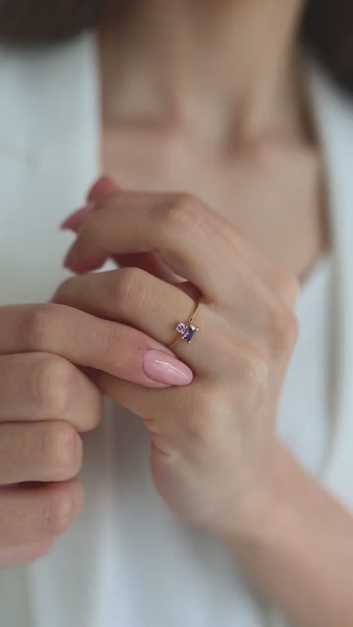 Custom Two Birthstone Ring