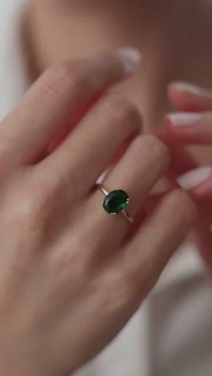 Oval Emerald Solitaire Ring